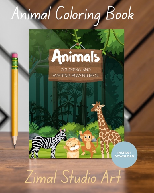 Printable Animal Coloring Book | Digital Download