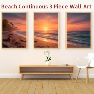 Beach Sunset Continuous 3 Piece Wall Art