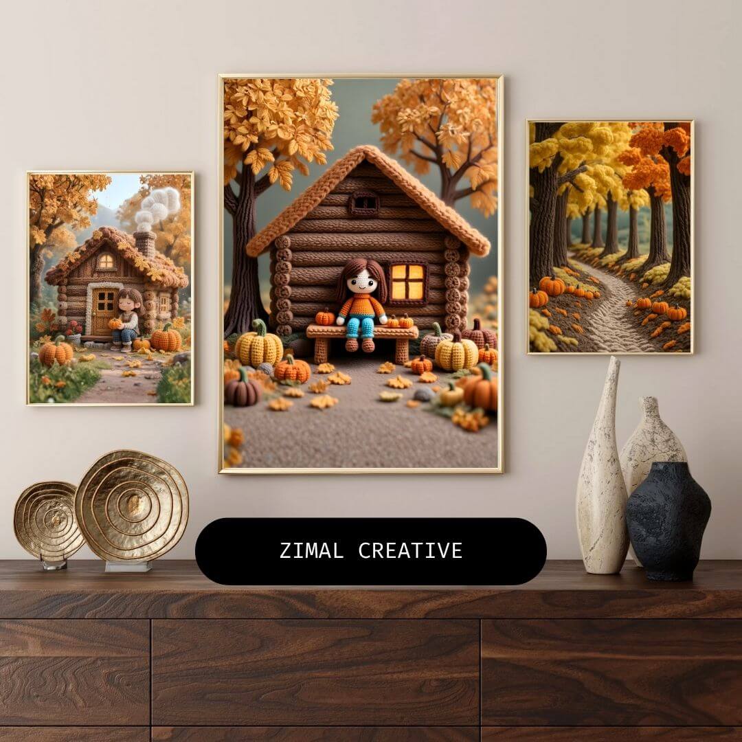 Crochet Wall Art Set of 6 Printable | Boho Yarn Pattern Decor