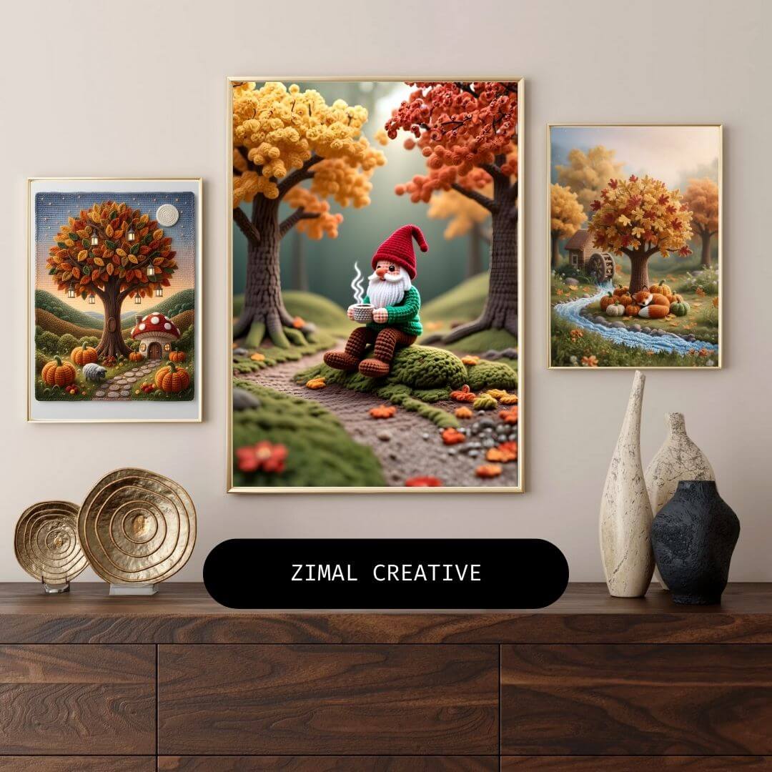 Crochet Wall Art Set of 6 Printable | Boho Yarn Pattern Decor - Image 3