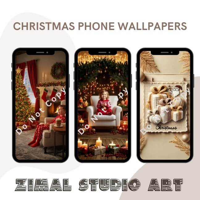 Christmas Phone Wallpapers Set of 20 | Festive Holiday Aesthetic