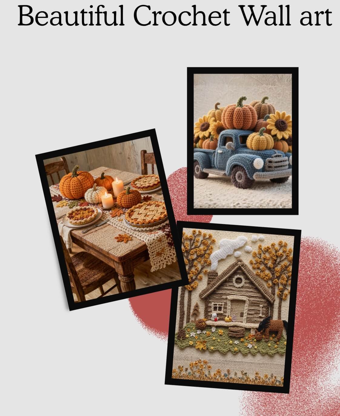 Crochet House Wall Art Set of 3