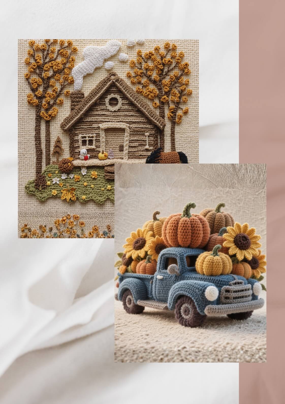 Crochet House Wall Art Set of 3 | Pumpkin and Sunflower Digital Download - Image 2
