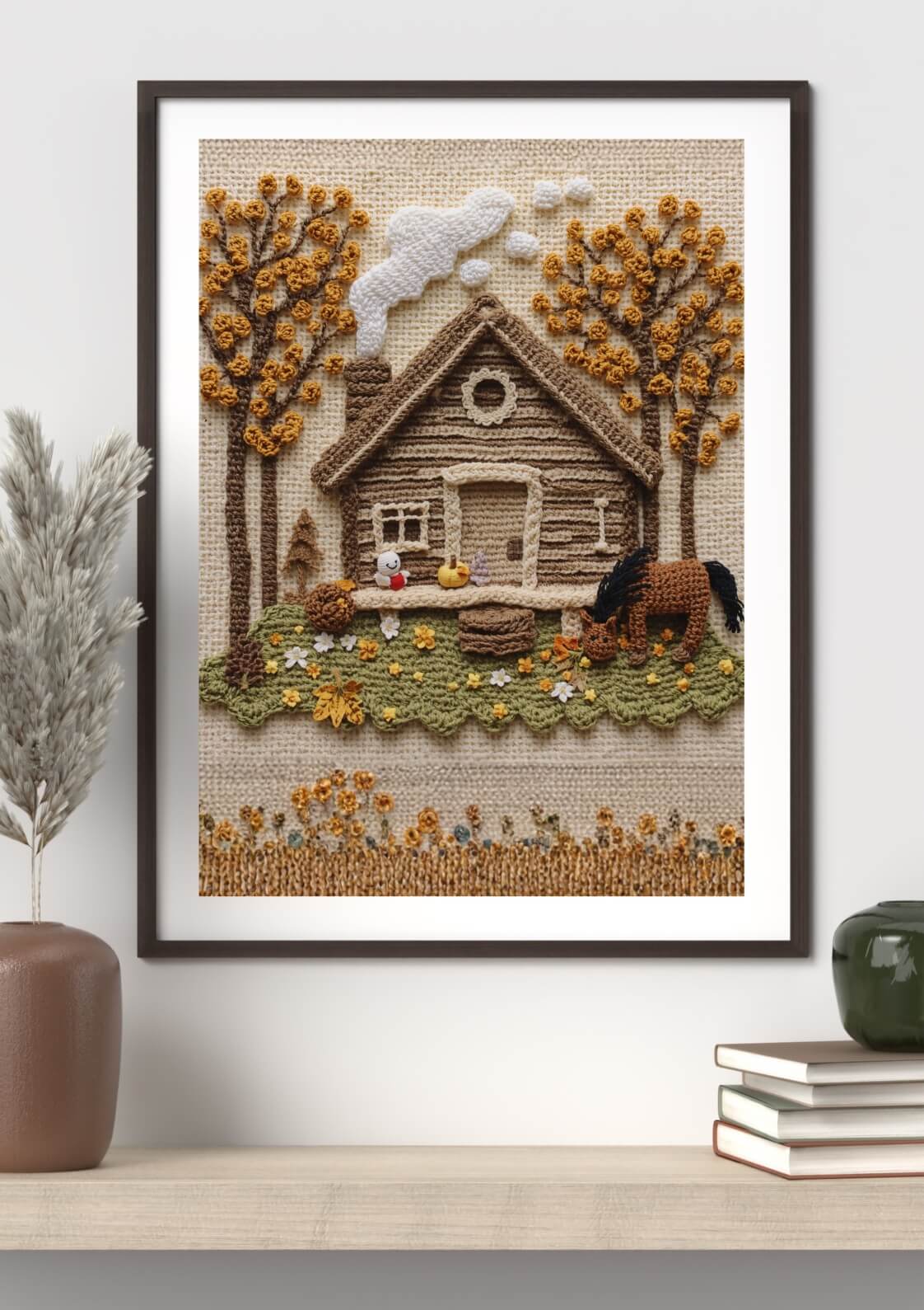Crochet House Wall Art Set of 3 | Pumpkin and Sunflower Digital Download - Image 3