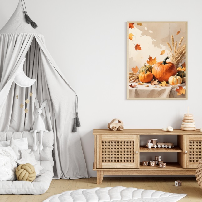 Autumn Pumpkin Tree Landscape Printable Wall Art Set of 3 - Image 4