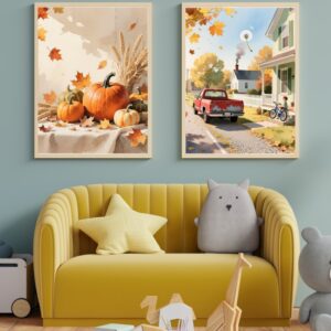 Autumn Pumpkin Tree Landscape Wall art