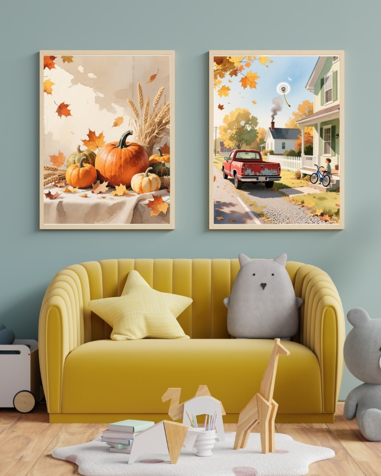 Autumn Pumpkin Tree Landscape Wall art