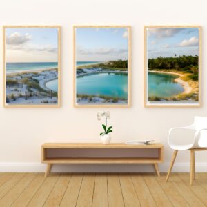 Beach and lake Continuous 3 pieces wall art
