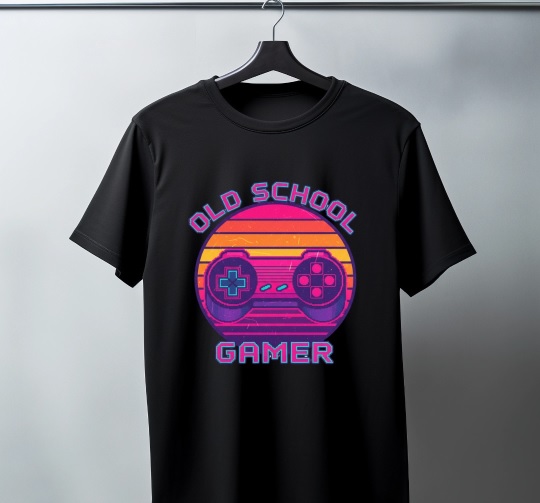 Old School Gamer T-Shirt Design | Retro Gaming Digital - Image 2