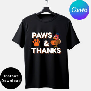 Paws & Thanks T-Shirt Design Digital Download